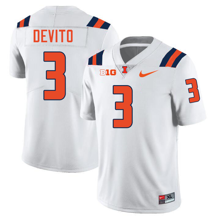 #3 Tommy DeVito Illinois Fighting Illini Football Jersey,Uniforms-White